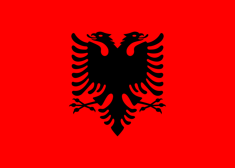 Águila bicéfala en la bandera de Albania
